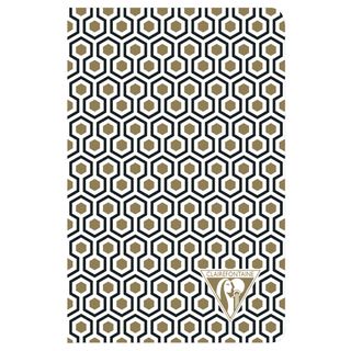 Clairefontaine - Neo Deco Collection - Sewn Spine Notebook - Pocket - Ruled - Honeycomb Gold & Black