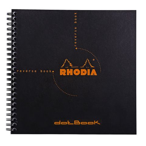 Rhodia - Reverse Book Wirebound 2-in-1 Notepad & Notebook - 21cm x 21cm - Dot Grid - Black