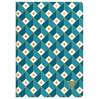 Clairefontaine - Neo Deco Collection - Sewn Spine Notebook - A5 - Ruled - Cubes Duck Blue