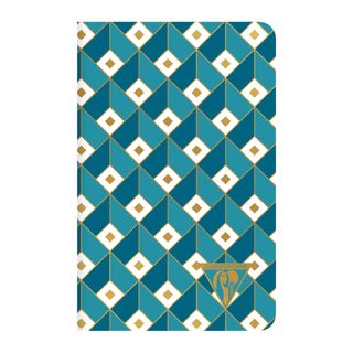 Clairefontaine - Neo Deco Collection - Sewn Spine Notebook - Pocket - Ruled - Cubes Duck Blue