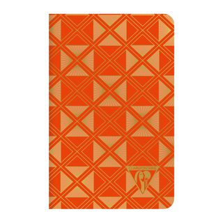 Clairefontaine - Neo Deco Collection - Sewn Spine Notebook - Pocket - Ruled - Pyramids Tangerine