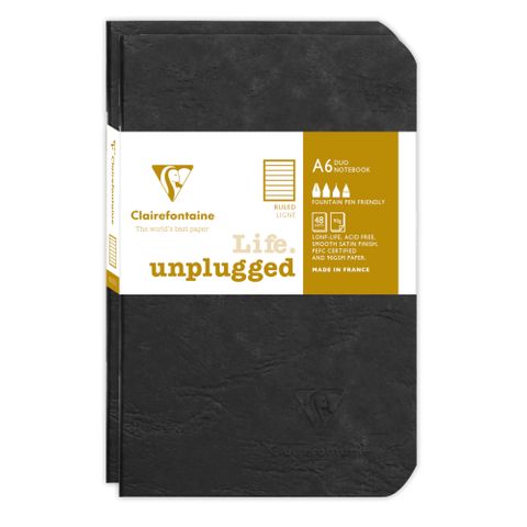 Clairefontaine - My Essentials - Pack of 2 Stapled Notebooks - Pocket - Ruled - Black