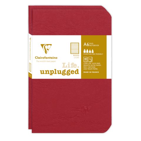 Clairefontaine - My Essentials - Pack of 2 Stapled Notebooks - Pocket - Ruled - Red