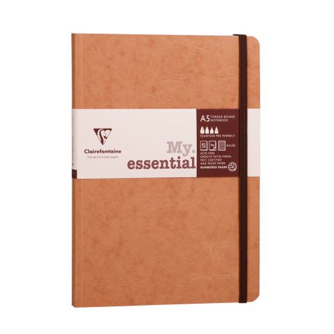 Clairefontaine - My Essentials - Threadbound Notebook - A5 - Ruled - Tobacco