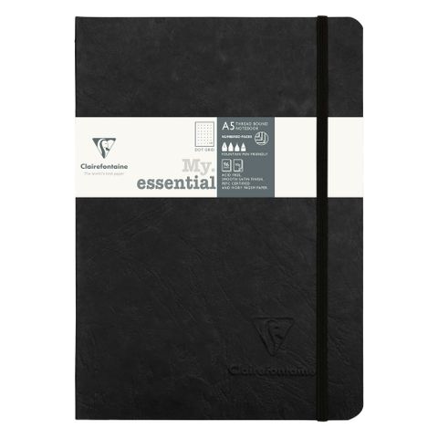 Clairefontaine - My Essentials - Threadbound Notebook - A5 - Dot Grid - Black