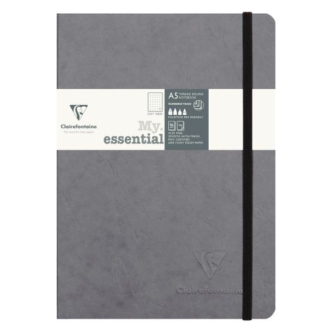 Clairefontaine - My Essentials - Threadbound Notebook - A5 - Dot Grid - Grey