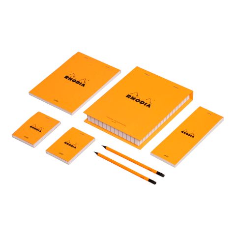 Rhodia - Essentials Gift Box (4 Notepads + 2 Pencils) - Ruled - Orange*