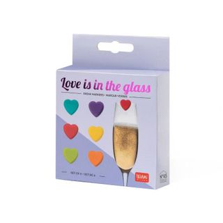 Legami - Set of 6 Drink Markers - Love Is In The Glass - Display Pack of 8 Sets