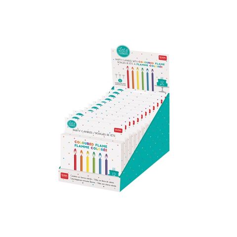 Legami - Party Candles With Coloured Flame - Display Pack of 12 Pcs