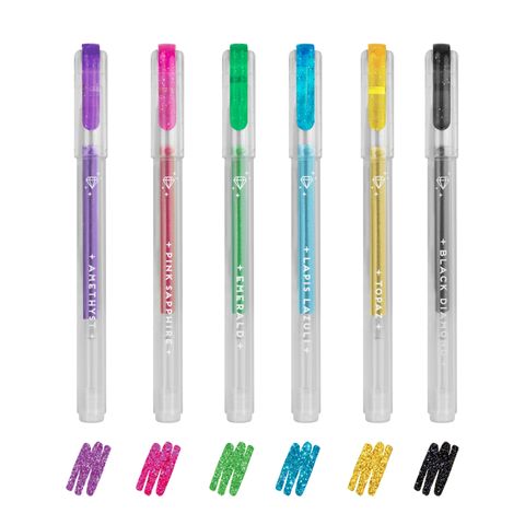 Legami - Shine Like a Diamond - Set of 6 Glitter Mini Gel Pens - Display Pack of 12 Sets