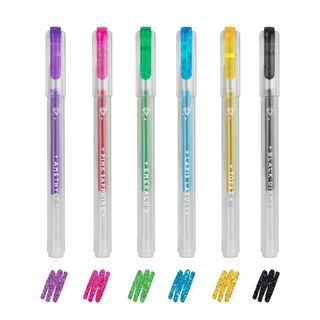 Legami - Set of 6 Mini Glitter Gel Pens - Shine Like A Diamond Display Pack of 12 Sets