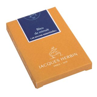 Jacques Herbin Prestige - The Essentials - Pack of 7 Ink Cartridges - International Size - Bleu de Minuit (Midnight Blue)