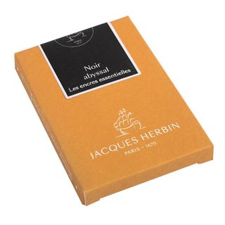 Jacques Herbin Prestige - The Essentials - Pack of 7 Ink Cartridges - International Size - Noir Abyssal (Intense Black)