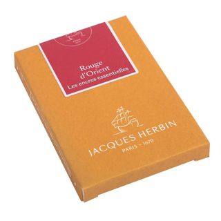 Jacques Herbin Prestige - The Essentials - Pack of 7 Ink Cartridges - International Size - Rouge d'Orient (Oriental Red)