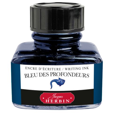 Jacques Herbin - D Writing Ink - 30mL Bottle - Bleu des Profondeurs (Deep Blue)