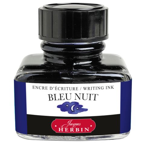 Jacques Herbin - D Writing Ink - 30mL Bottle - Bleu Nuit (Night Blue)