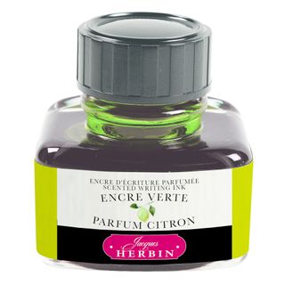 Jacques Herbin - Scented Fountain Pen Ink - 30ml Bottle - Green Ink (Lemon Fragrance)