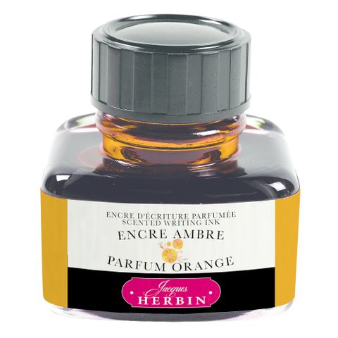 Jacques Herbin - Scented Fountain Pen Ink - 30ml Bottle - Amber Ink (Orange Fragrance)