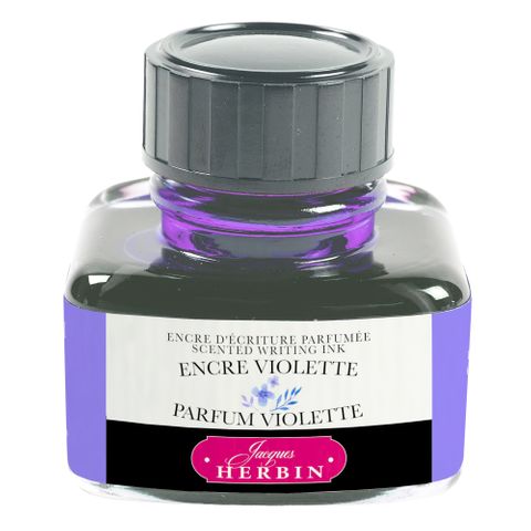 Jacques Herbin - Scented Fountain Pen Ink - 30ml Bottle - Purple Ink (Violet Fragrance)