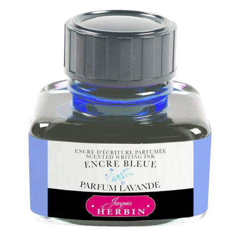 Jacques Herbin - Scented Fountain Pen Ink - 30ml Bottle - Blue Ink (Lavender Fragrance)