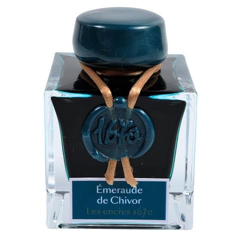 Jacques Herbin Prestige - 1670 Collection - Fountain Pen Ink - 50ml Bottle - Emeraude de Chivor (Emerald Green)