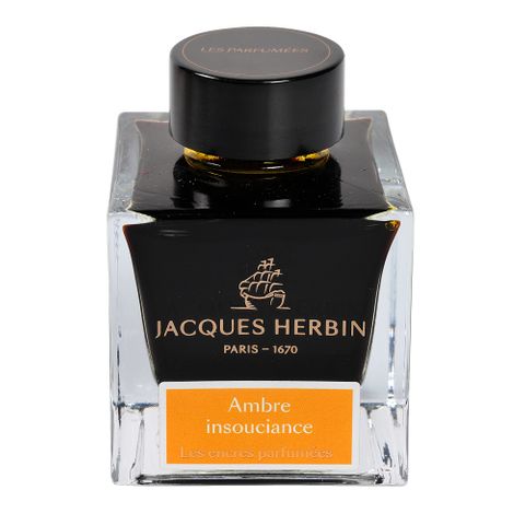 Jacques Herbin Prestige - Scented Fountain Pen Ink - 50ml Bottle - Ambre Insouciance (Amber)