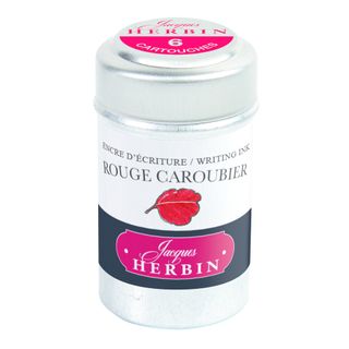 Jacques Herbin - Tin of 6 International Standard Ink Cartridges - Rouge Caroubier (Carob Red)