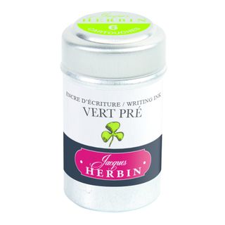 Jacques Herbin - Tin of 6 International Standard Ink Cartridges - Vert Pre (Clover Green)