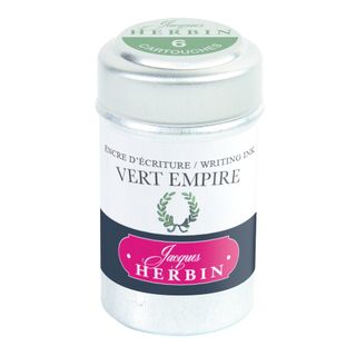 Jacques Herbin - Tin of 6 International Standard Ink Cartridges - Vert Empire (Napoleon Green)