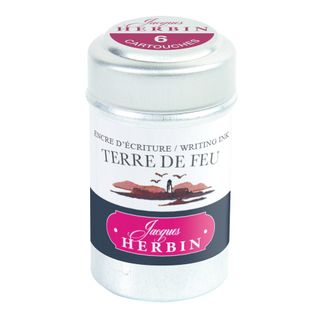 Jacques Herbin - Tin of 6 International Standard Ink Cartridges - Terre De Feu (Earth Red)