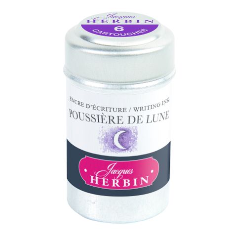 Jacques Herbin - Tin of 6 International Standard Ink Cartridges - Poussiere de Lune (Purple Moondust)