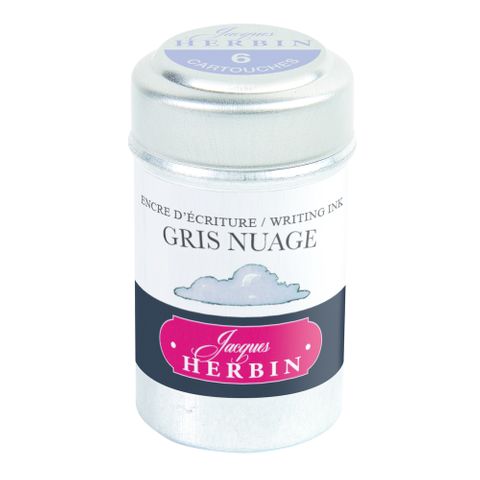 Jacques Herbin - Tin of 6 International Standard Ink Cartridges - Gris Nuage (Cloudy Grey)