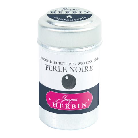 Jacques Herbin - Tin of 6 International Standard Ink Cartridges - Perle Noire (Black Pearl)