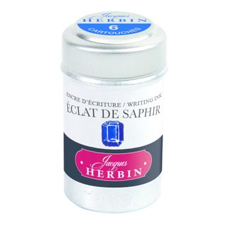 Jacques Herbin - Tin of 6 International Standard Ink Cartridges - Eclat de Saphir (Sapphire Blue)
