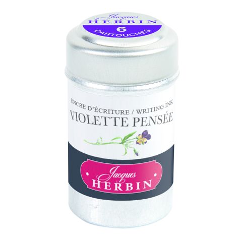 Jacques Herbin - Tin of 6 International Standard Ink Cartridges - Violette Pensee (Violet Purple)