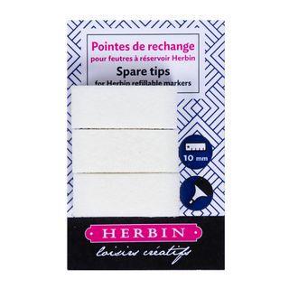 Jacques Herbin - Refillable Marker Pen Spare Tips - Pack of 3 - 10mm Chisel Tip