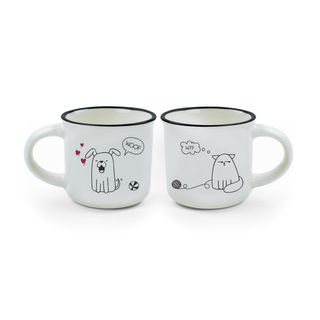 *Espresso For Two Mini Mug Bone China - Cat And Dog