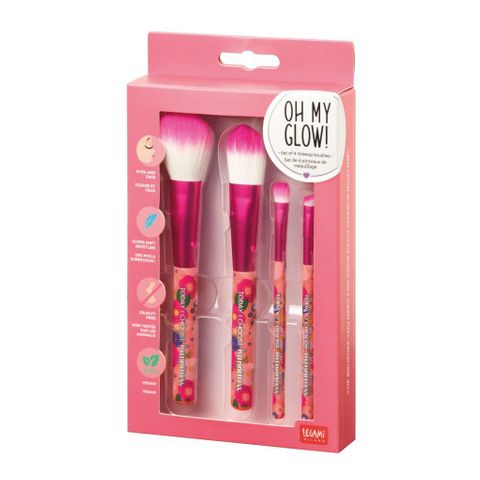Set Of 4 Makeup Brushes - Oh My Glow! - Flowers