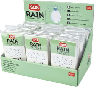 Legami - Disposable Rain Poncho With Hood - SOS Rain Display Pack of 18 Pcs