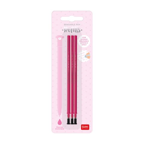 Legami - Erasable Gel Pen Refills Pack of 3 - Pink Ink