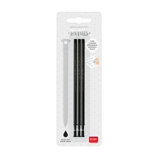 Legami - Erasable Gel Pen Refills Pack of 3 - Black Ink