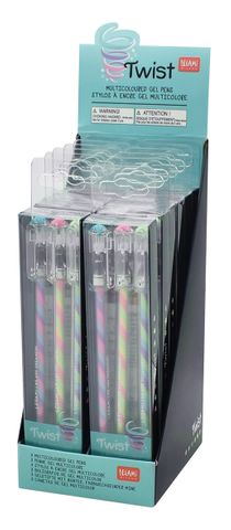 Legami - Set of 3 Multicoloured Gel Pens - Twist Display Pack of 12 Sets