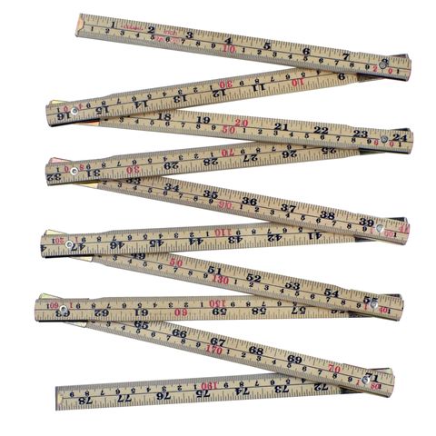 SOS Mr. Size Folding Ruler L3.8 X H23 Xw3.6 Folded - extends To 200Cm Made Of Birch Wood- Iron Hinges With Engraved Graduation
