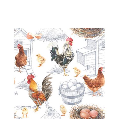Ambiente - Paper Napkins - Pack of 20 - Cocktail Size - Chicken Farm