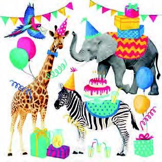 Ambiente - Paper Napkins - Pack of 20 - Luncheon Size - Animal Birthday White