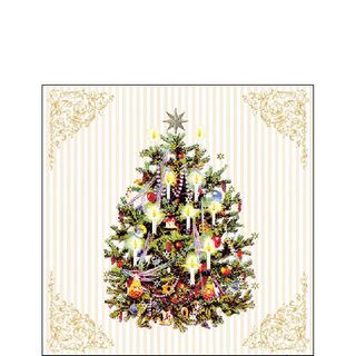 Ambiente - Paper Napkins Christmas - Pack of 20 - Cocktail Size - Christmas Tree Cream