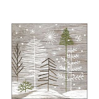 Ambiente - Paper Napkins Christmas - Pack of 20 - Cocktail Size - Trees On Wood
