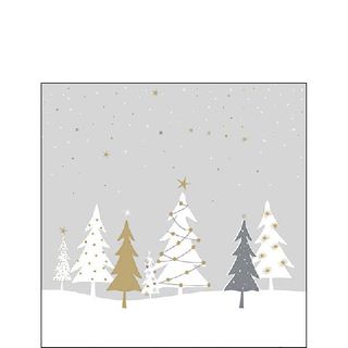 Ambiente - Paper Napkins Christmas - Pack of 20 - Cocktail Size - Midnight Trees Grey
