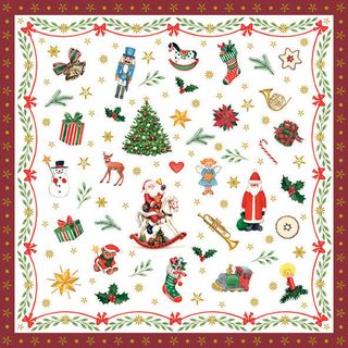 Ambiente - Paper Napkins Christmas - Pack of 20 - Luncheon Size - Ornaments All Over Red