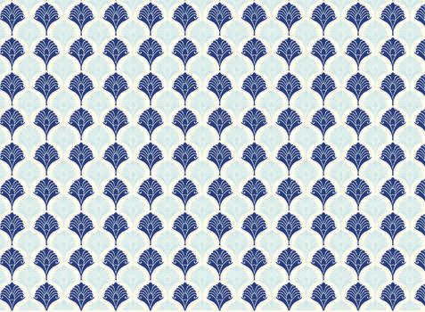 Rossi 1931 - Wrap Flat Sheet - Letterpress Palm Leaves Two Tone Blue